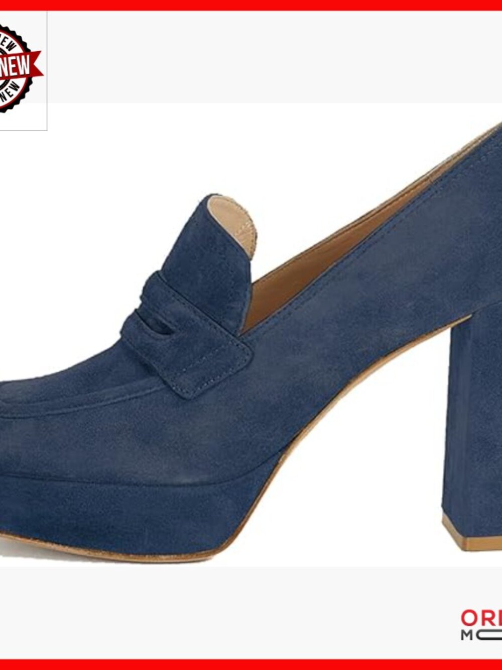 Chunky Platform Loafers Suede Square Toe 4 Inch Heels Slip On Dress Shoes
